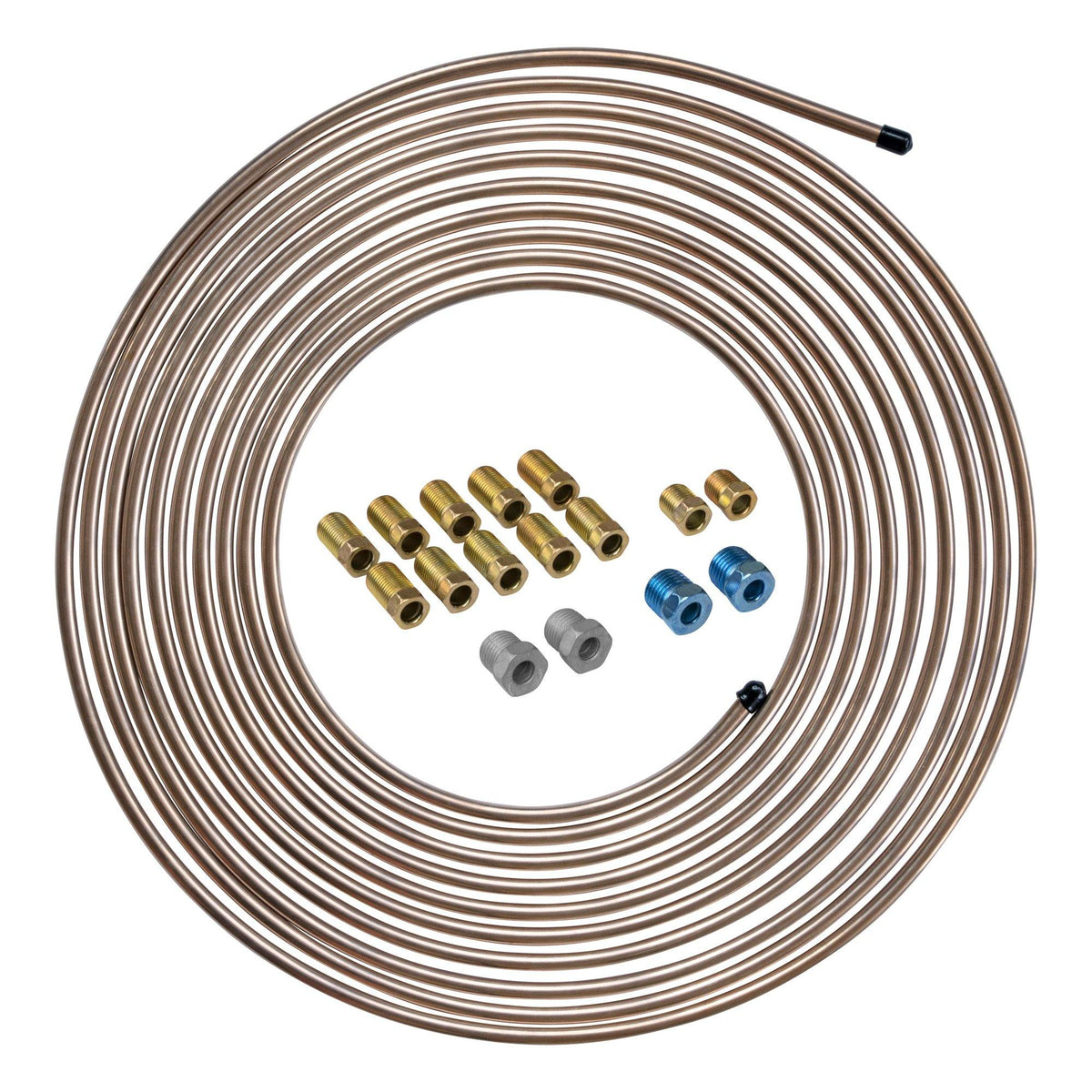 1/4" x 25' | Copper-Nickel Brake Line Tubing Coil and Fitting Kit - 4LifetimeLines