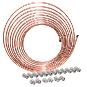 1/4" 25 ft Copper Nickel Brake Line Kit | 16 Stainless Steel Fittings - 4LifetimeLines