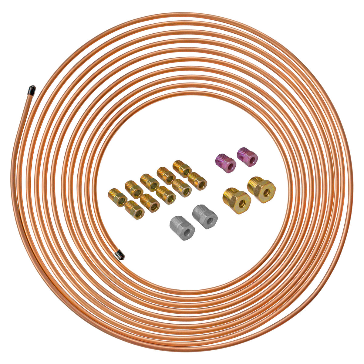 Copper Coated Steel Brake Line Kit 3/16" 25' - 4LifetimeLines LTCCGC325KIT