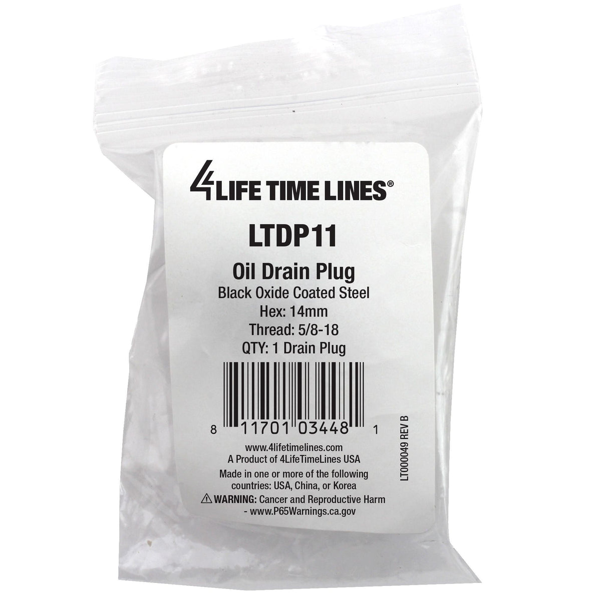 4LifetimeLines 5/8-20 Black Oxide Coated Steel Oil Drain Plug, 14mm Hex - 4LifetimeLines