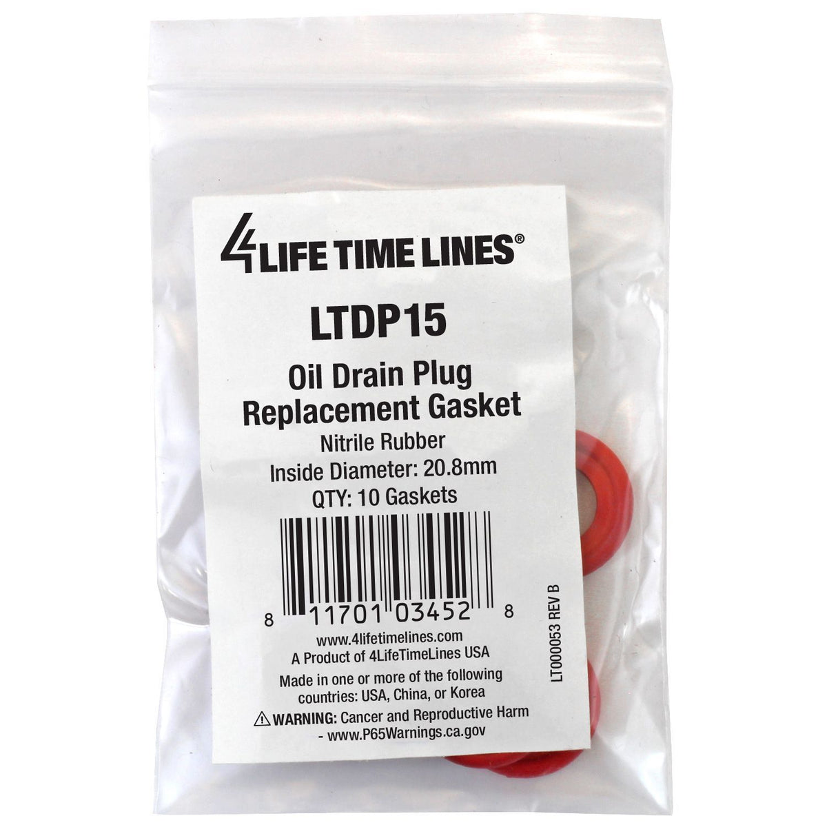4LifetimeLines 20.80mm Red High-Temp Replacement Gasket , Nitrile Rubber, Bag of 10 - 4LifetimeLines