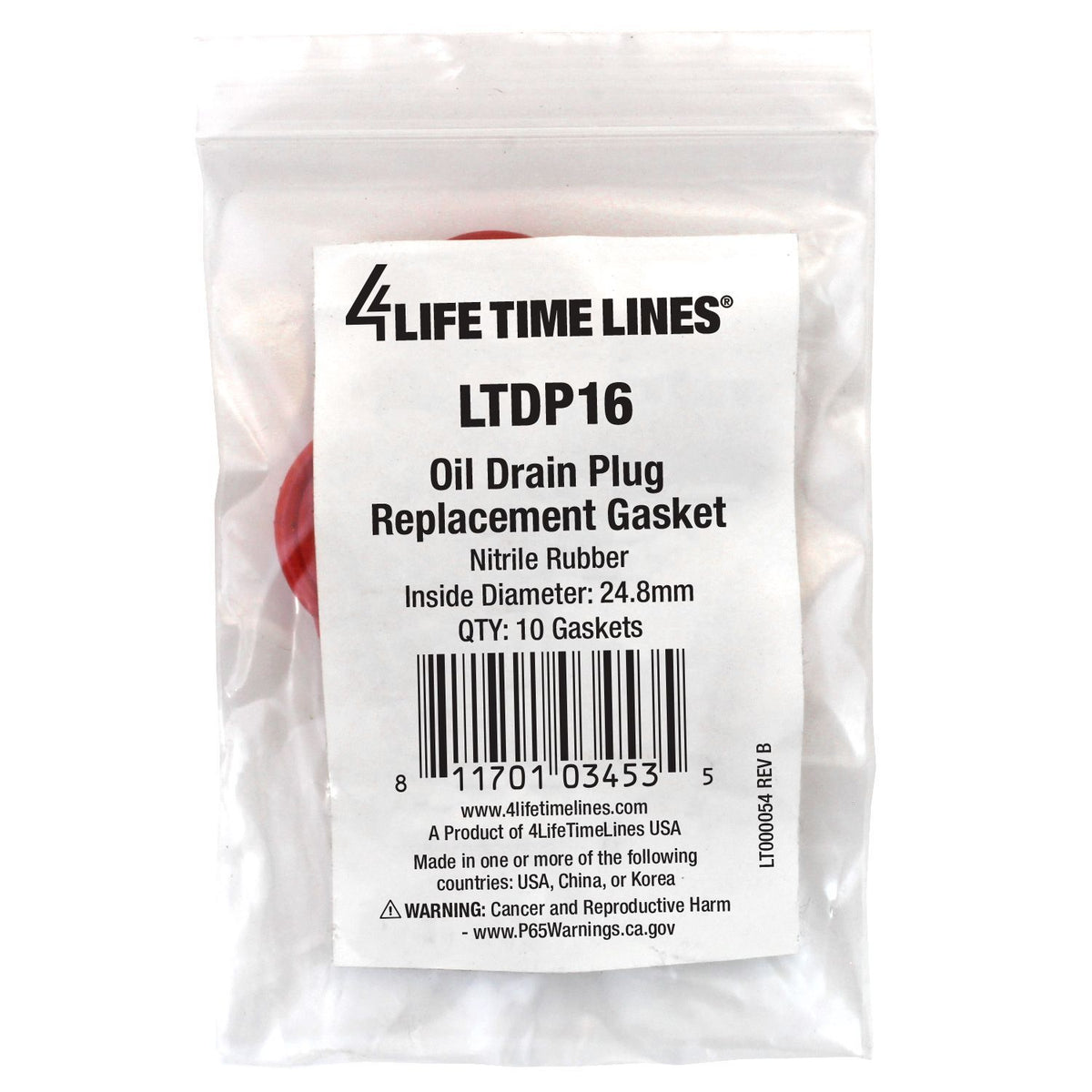 4LifetimeLines 24.80mm Red High-Temp Replacement Gasket , Nitrile Rubber, Bag of 10 - 4LifetimeLines