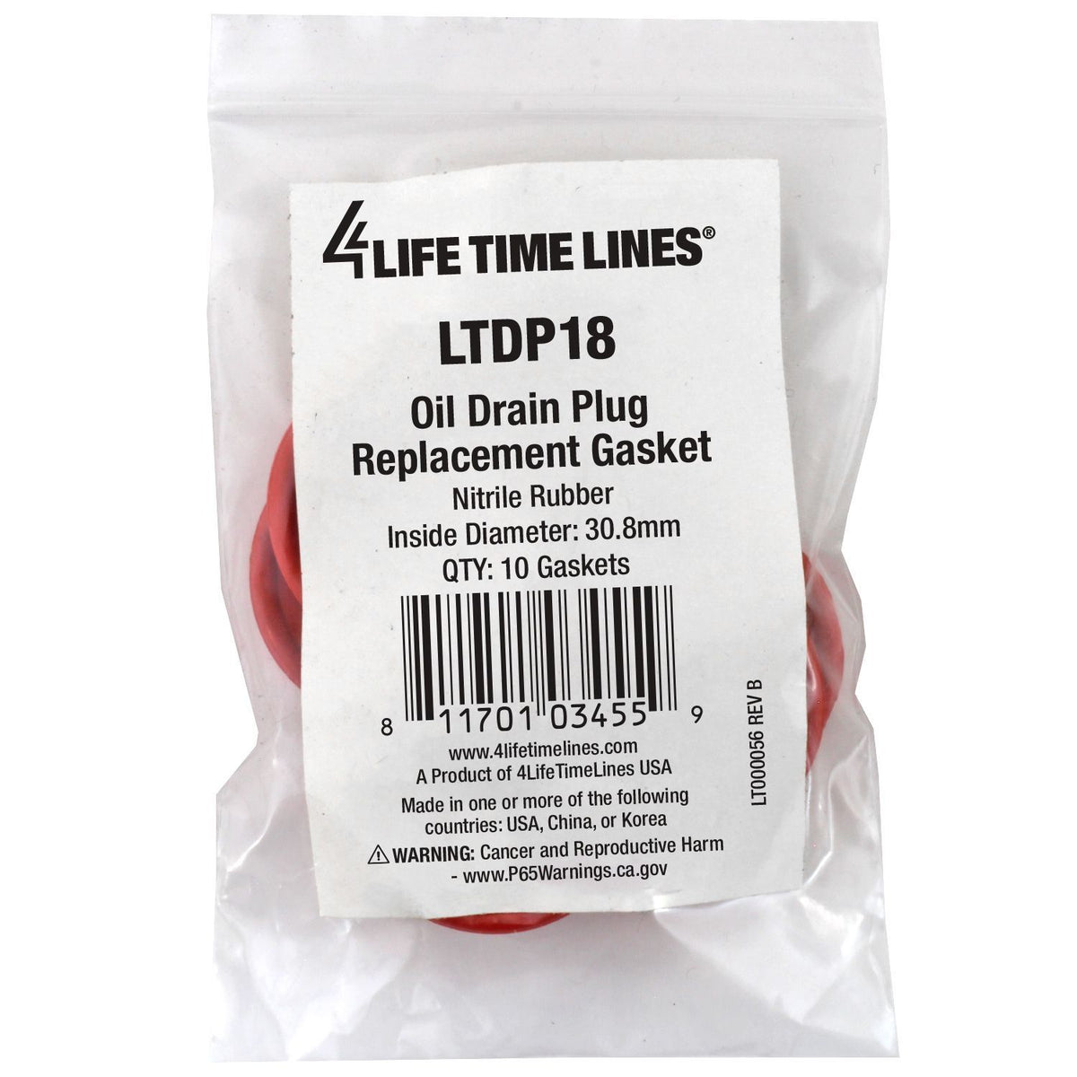 4LifetimeLines 30.80mm Red High-Temp Replacement Gasket , Nitrile Rubber, Bag of 10 - 4LifetimeLines