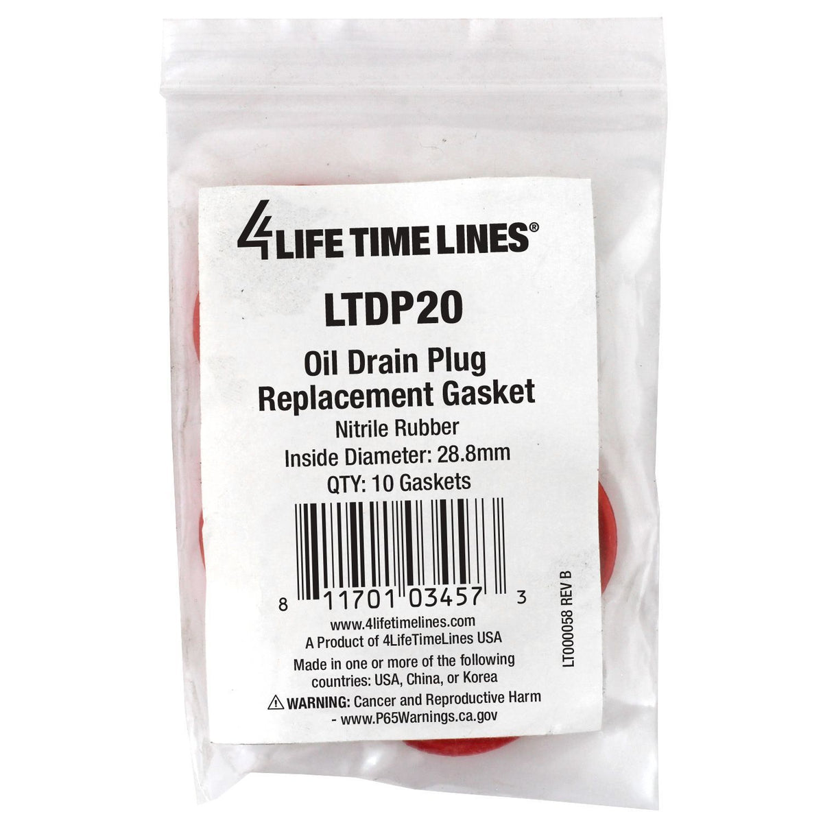4LifetimeLines 28.80mm Red High-Temp Replacement Gasket , Nitrile Rubber, Bag of 10 - 4LifetimeLines