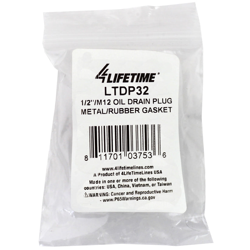 1/2"/M12 Oil Drain Plug Metal/Rubber Gasket