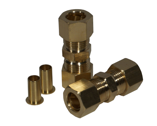 Fuel Line Compression Union | 3/8" Steel to 3/8" Nylon | Bag of 2