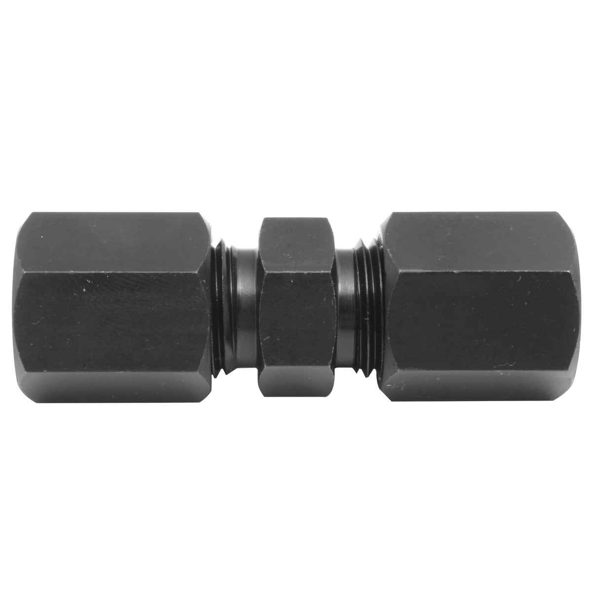 Black Oxide Coated Steel Brake Line Fitting 10mm Compression Union - 4LifetimeLines LTHPCF-10MM