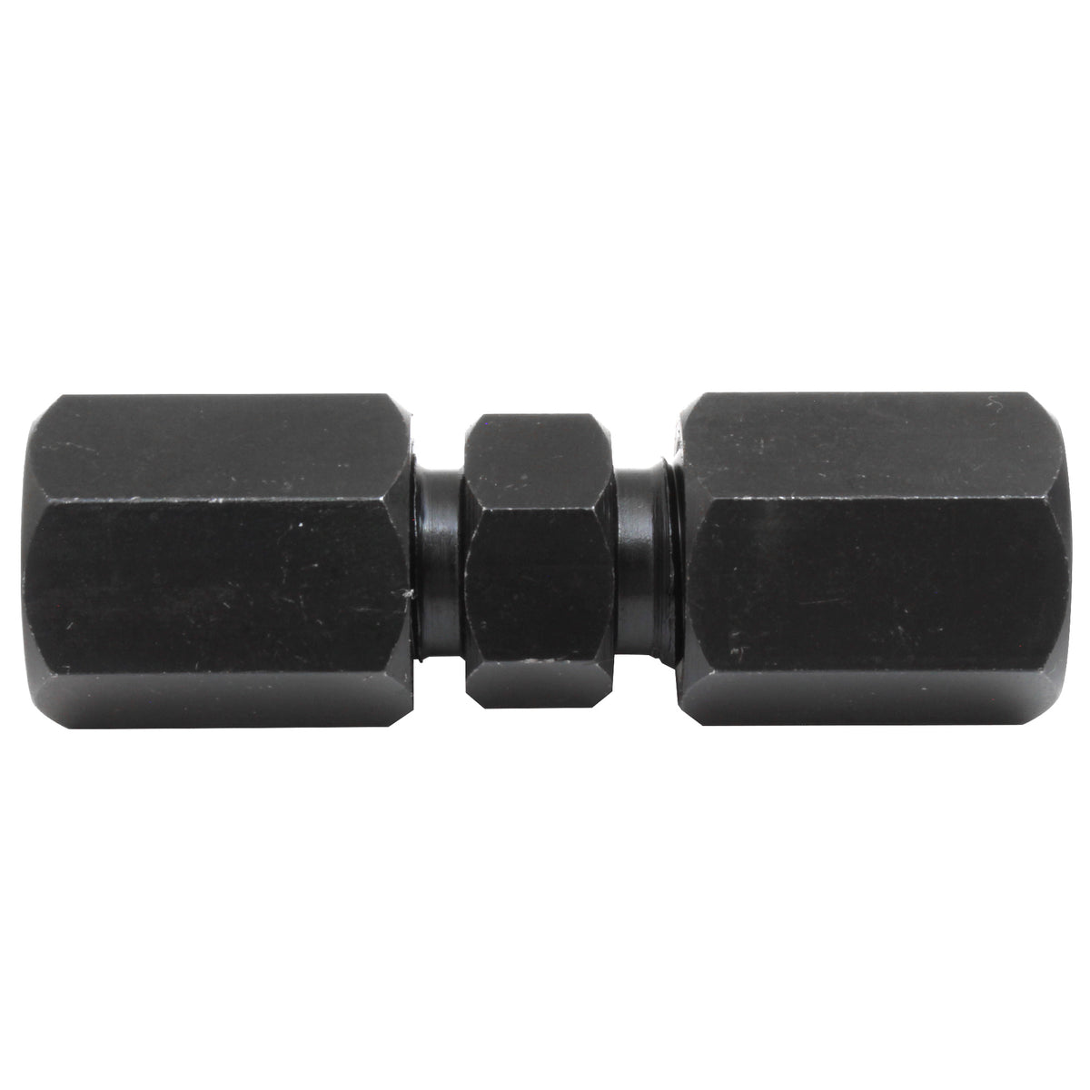 Black Oxide Coated Steel Brake Line Fitting 1/4" Compression Union - 4LifetimeLines LTHPCF14