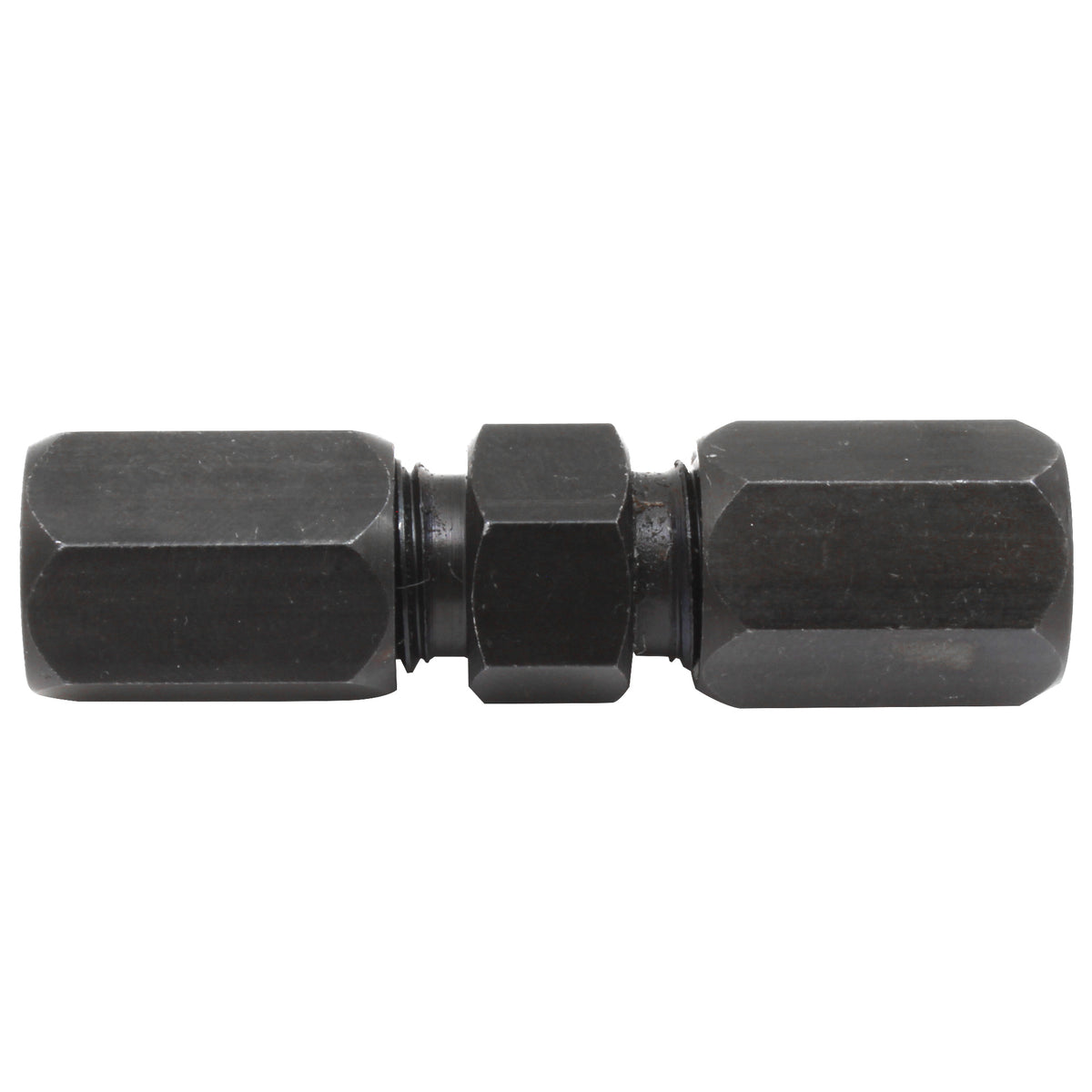 Black Oxide Coated Steel Brake Line Fitting 3/16" Compression Union - 4LifetimeLines LTHPCF316