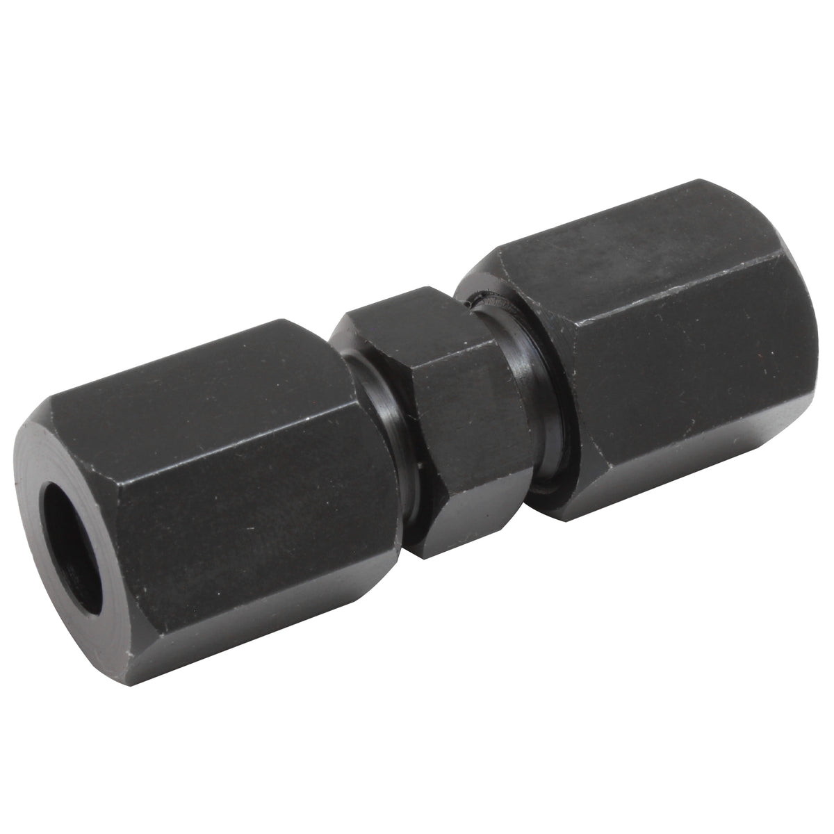 Black Oxide Coated Steel Brake Line Fitting 5/16" Compression Union - 4LifetimeLines LTHPCF516
