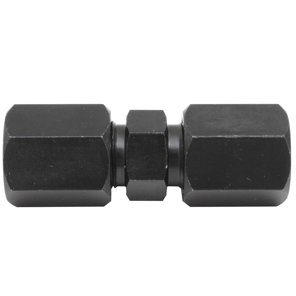 Black Oxide Coated Steel Brake Line Fitting 5/16" Compression Union - 4LifetimeLines LTHPCF516