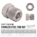 3/16" (7/16-24 Inverted) | Stainless Steel Brake Line Tube Nut | 10ct - 4LifetimeLines