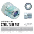Steel Brake Line Fitting 3/16" Tube Nut 7/16"-24 - 4LifetimeLines LTN11