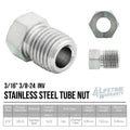 3/16" (3/8-24 Inverted) |  Tube Nut | Stainless Steel | 10ct - 4LifetimeLines