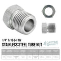 1/4" (7/16-24 Inverted) | Stainless Steel Brake Line Tube Nut | 10ct - 4LifetimeLines