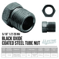 4LifetimeLines Brake Line Tube Nut - 5/16 (1/2-20 Inverted), Black Oxide Coated Steel, Bag of 10 - 4LifetimeLines