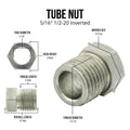 Stainless Steel Brake Line Fitting 5/16" Tube Nut 1/2"-20 - 4LifetimeLines LTN14SS