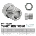 Stainless Steel Brake Line Fitting 5/16" Tube Nut 1/2"-20 - 4LifetimeLines LTN14SS