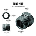 4LifetimeLines Brake Line Tube Nut - 3/8 (5/8-18 Inverted), Black Oxide Coated Steel, Bag of 10 - 4LifetimeLines