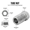 1/4" (7/16-24 Inverted) | Tube Nut | Long | Stainless Steel | 10ct - 4LifetimeLines