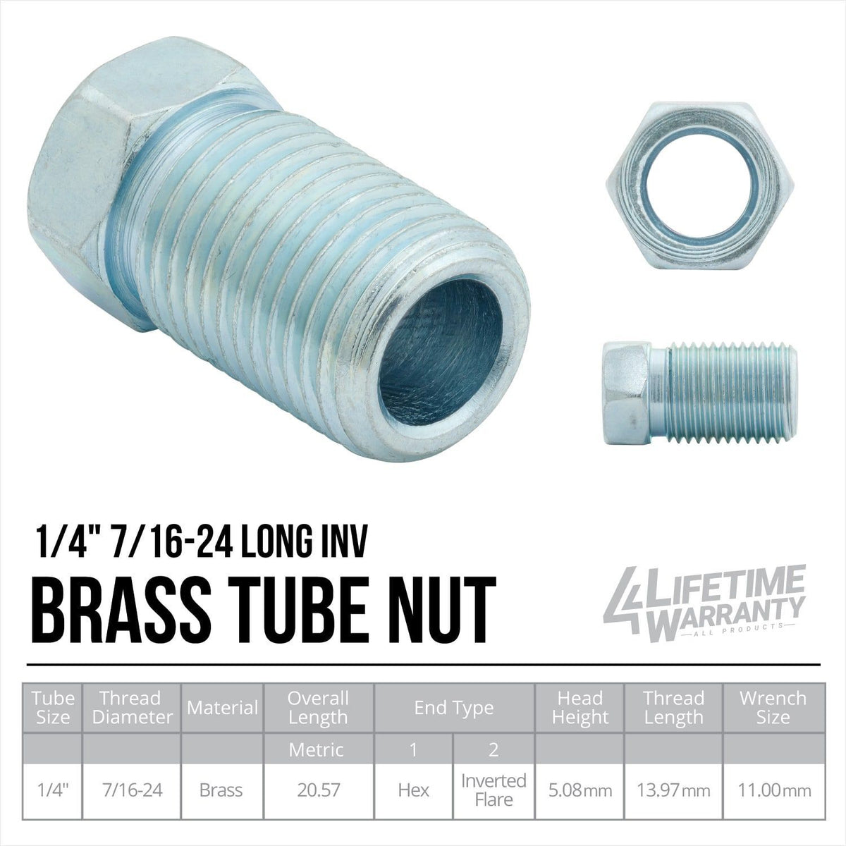 4LifetimeLines 1/4" Brake Line Replacement Fitting Kit, Steel Tube Nuts, Pack of 16 - 4LifetimeLines
