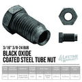 4LifetimeLines Brake Line Tube Nut - 3/16 (3/8-24 Bubble), Black Oxide Coated Steel, Bag of 10 - 4LifetimeLines
