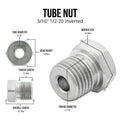 3/16" (1/2-20 Inverted) | Tube Nut | Stainless Steel | 10ct - 4LifetimeLines