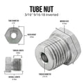 3/16" (9/16-18 Inverted) | Tube Nut | Stainless Steel | 10ct - 4LifetimeLines