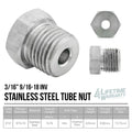 3/16" (9/16-18 Inverted) | Tube Nut | Stainless Steel | 10ct - 4LifetimeLines