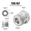 1/4" (9/16-18 Inverted) | Tube Nut | Stainless Steel | 10ct - 4LifetimeLines
