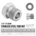 1/4" (1/2-20 Inverted) | Stainless Steel Brake Line Tube Nut | 10ct - 4LifetimeLines