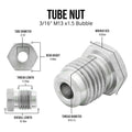 3/16" (M13x1.5 Bubble) | Stainless Steel Brake Line Tube Nut | 10ct - 4LifetimeLines
