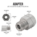 (1/2-20 Inverted)F to (7/16-24 Inverted)M | Stainless Steel Brake Line Adapter | 10ct - 4LifetimeLines