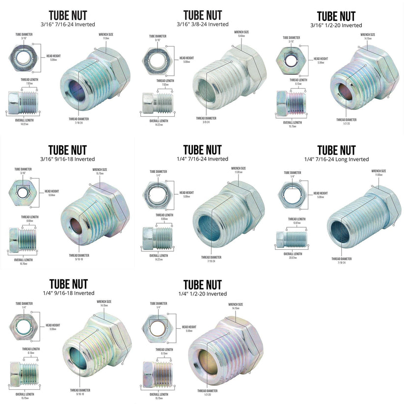 25 ft 3/16" and 1/4" PVF-Coated Galvanized Steel Brake Line Kit | 32 Fittings - 4LifetimeLines