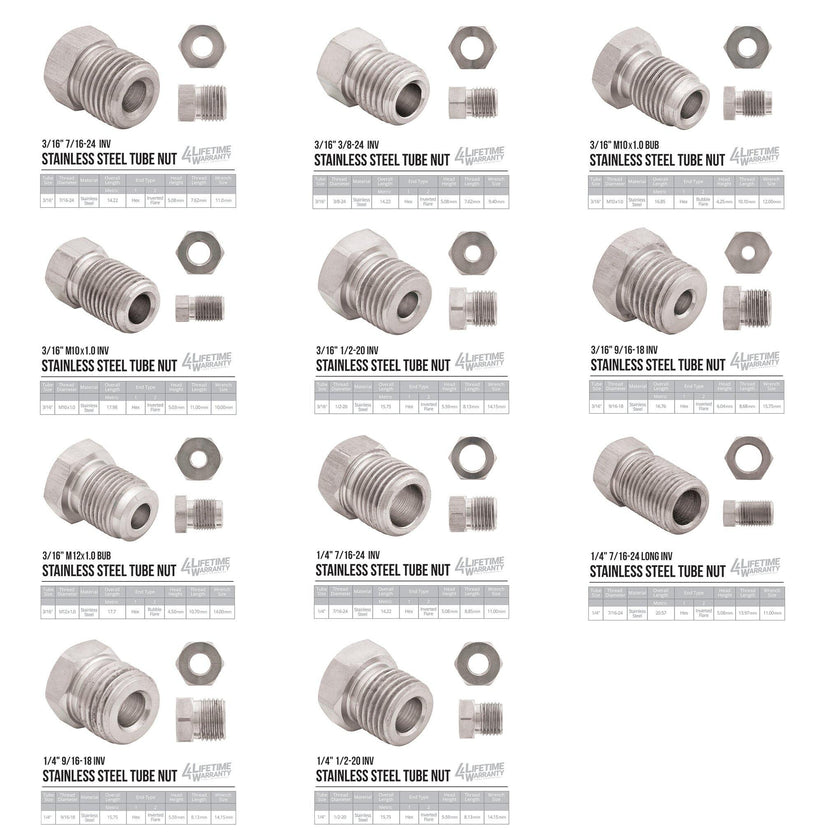 25 ft 3/16" and 1/4" Stainless Steel Brake Line Kit | 32 Stainless Steel Fittings - 4LifetimeLines