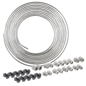 Professional 3/16" x 25 | Stainless Steel Brake Line Replacement Coil Pro Kit Brake Line Clips | 18 Fittings