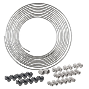 1/4" x 25 | Stainless Steel Brake Line Replacement Tubing Coil Pro Kit with Brake Line Clips, 18 Fittings Included, Inverted Flare, SAE - 4LifetimeLines
