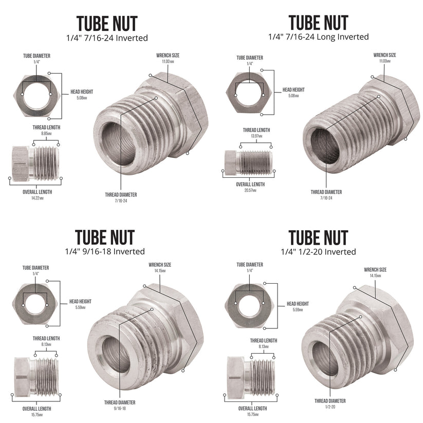Stainless Steel Brake Line Fittings Replacement Kit for 1/4, Includes 16 Most Used SAE Fittings