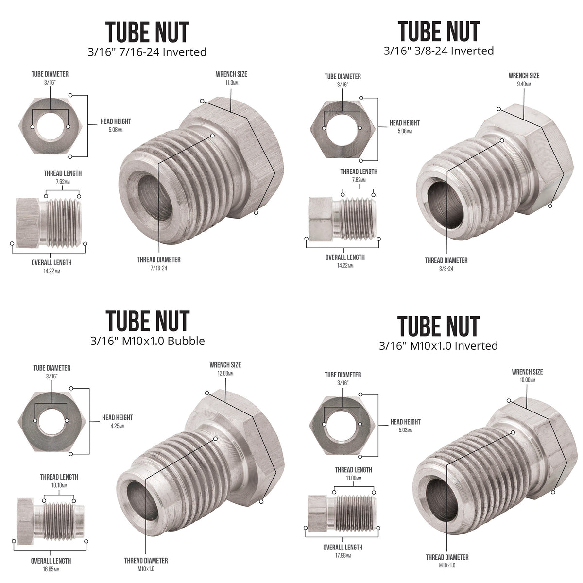 Stainless Steel Brake Line Fitting 3/16" - 4LifetimeLines LTSSFK316