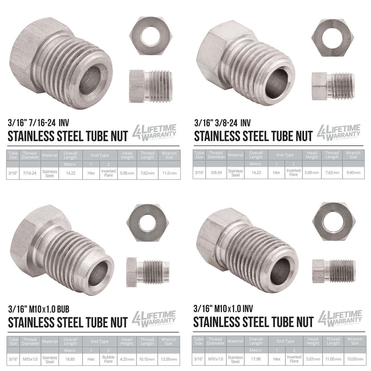 Stainless Steel Brake Line Fitting 3/16" - 4LifetimeLines LTSSFK316